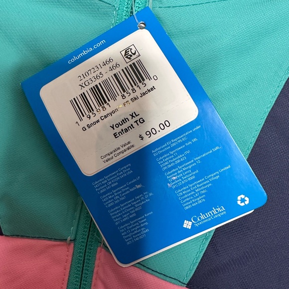 Columbia youth Colorblock Jacket. NWT.  Youth size XL (18/20) - Picture 3 of 9